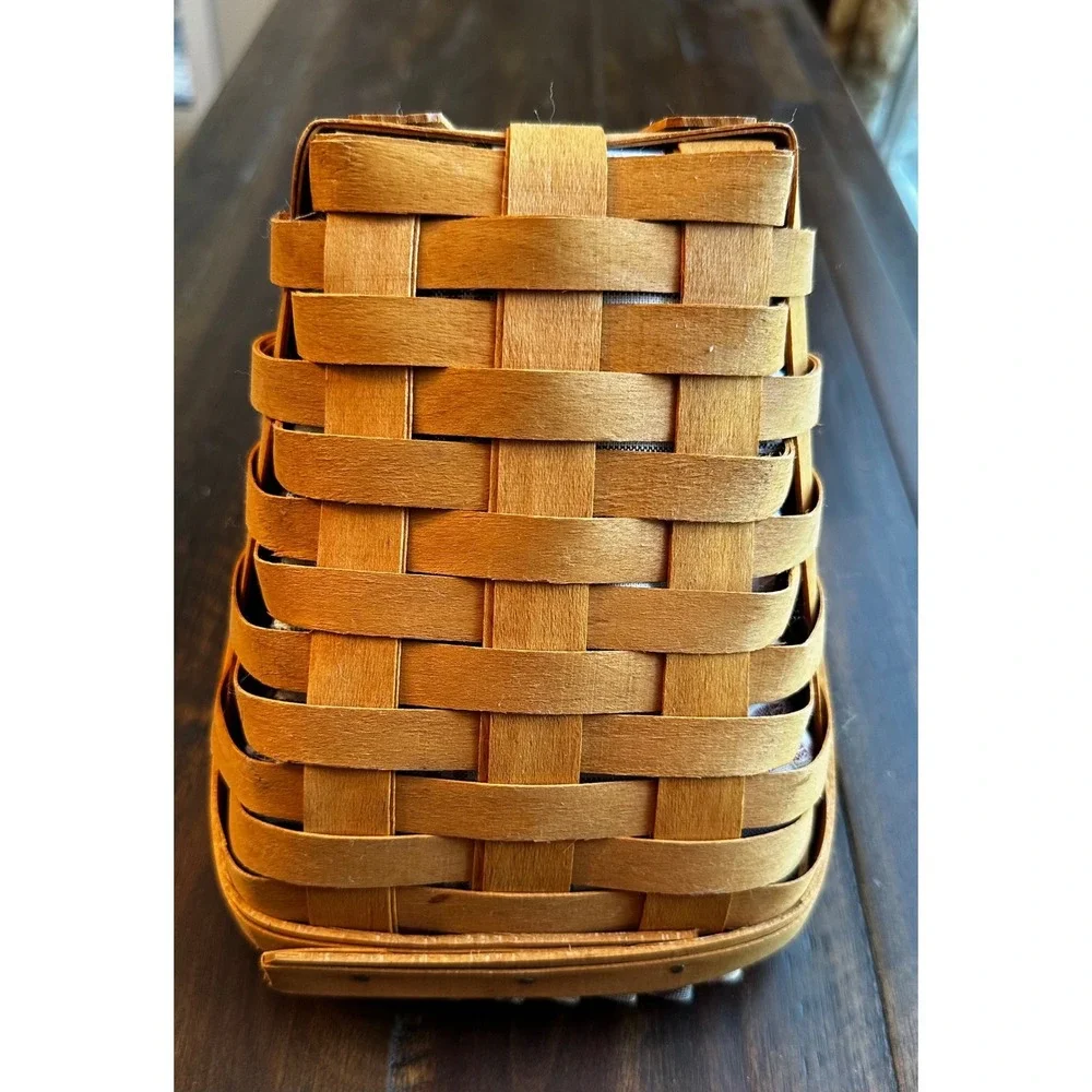 Longaberger 1997 Slant Top Basket with Plaid Liner and Plastic Protector Dresden